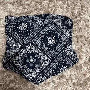 No Boundaries Black and White Bandana Crop Top